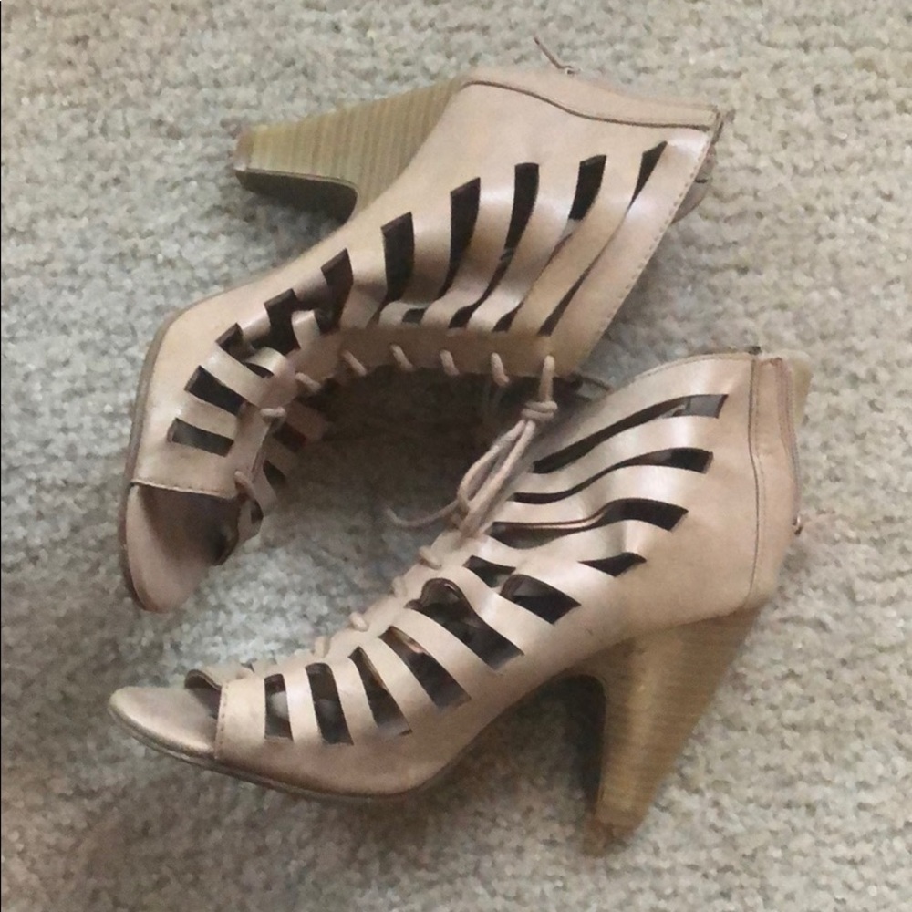 Tan strappy heels